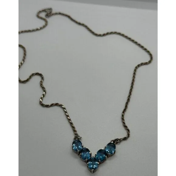 925 STERLING SILVER TOPAZ NECKLACE ITALY